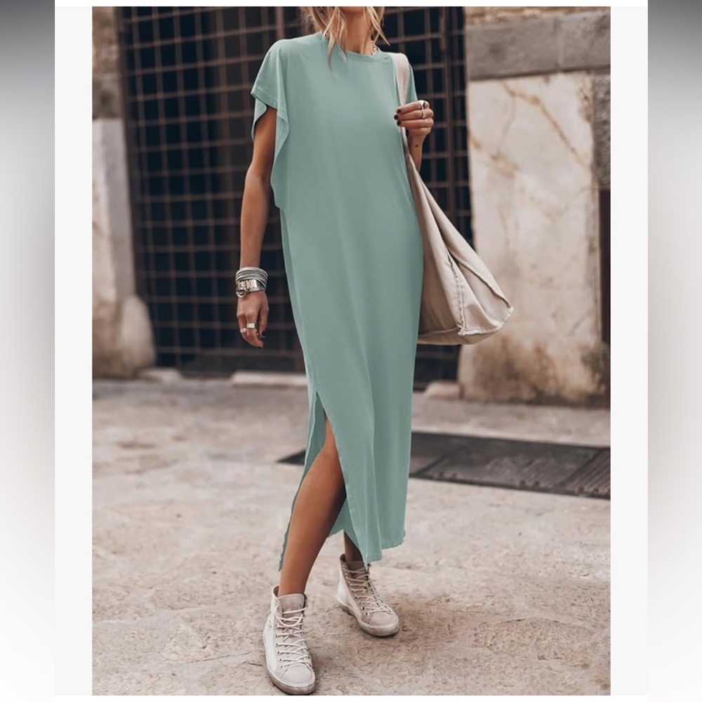Yousify Women's Summer Maxi Dress T-Shirt Cap Sleeve